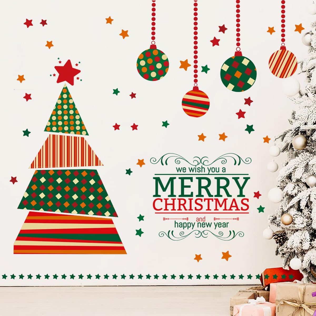 GGBOY Calcomanías de pared de árbol de Navidad, calcomanías de pared de Navidad, calcomanías de pared de Navidad, calcomanías de pared de Navidad,