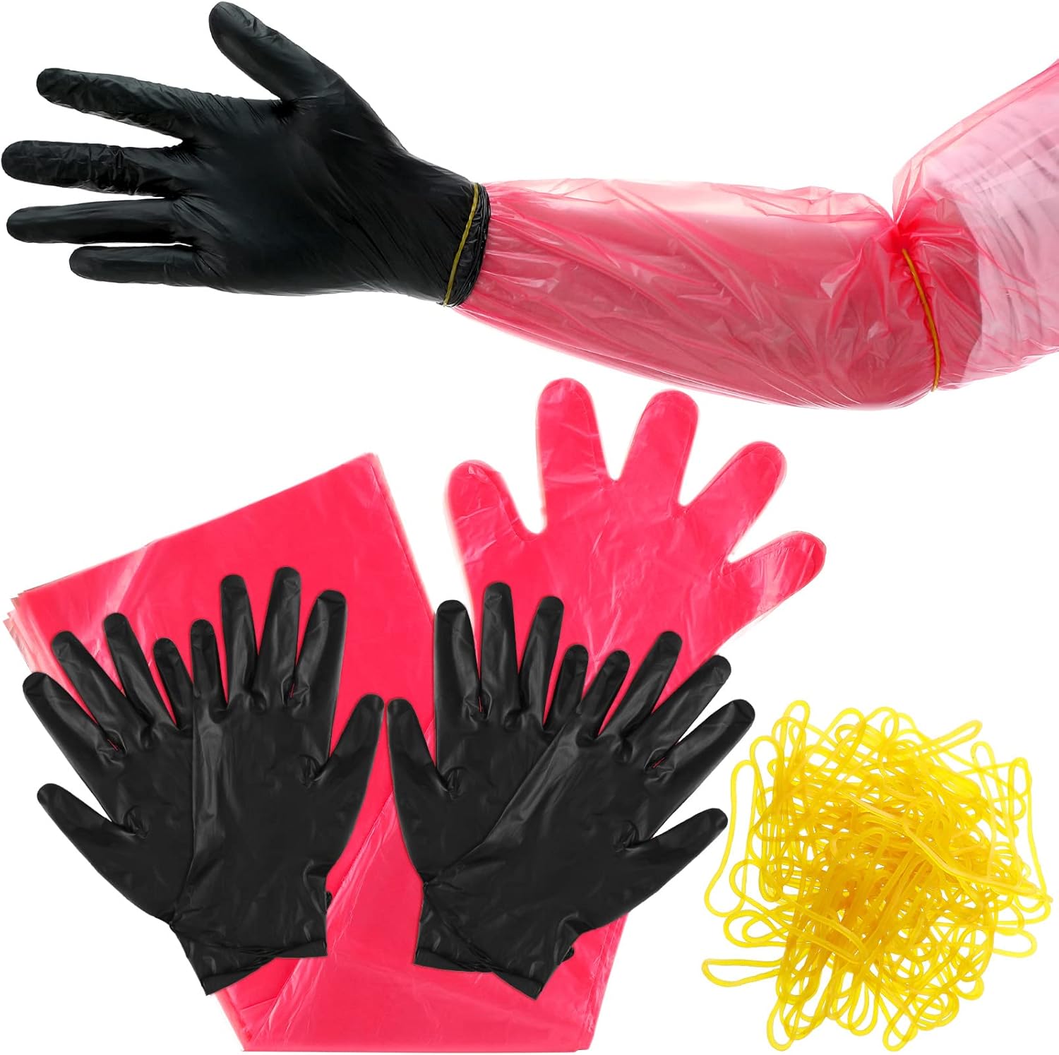 Zhanmai 24 pares de guantes de vestir de campo, guantes de intestino de ciervo, guantes de limpieza de caza, guantes largos de caza y guantes cortos