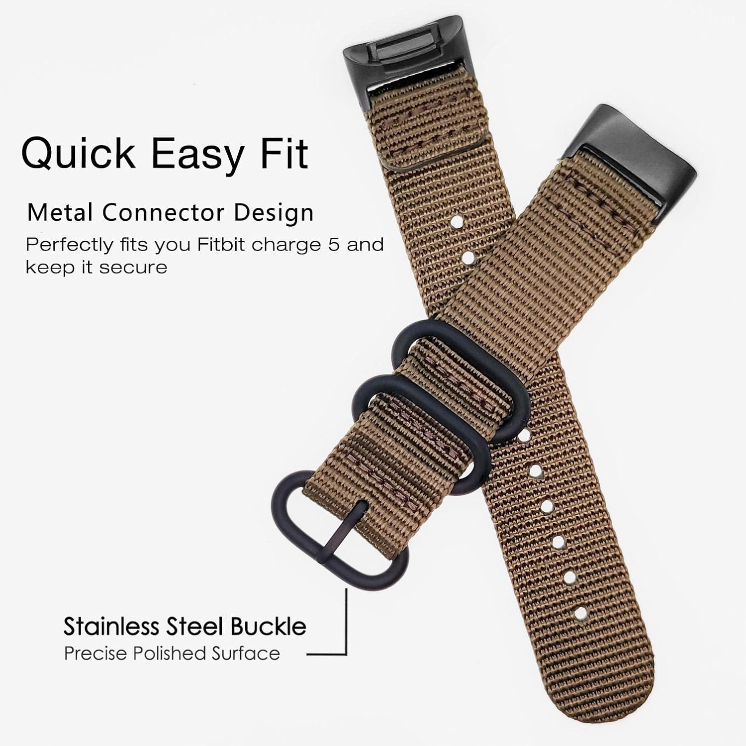 Abanen Bandas de nailon para Fitbit Charge 6  Charge 5, correa de nailon tejido de secado rápido con cierre de anillo de acero inoxidable ajustable