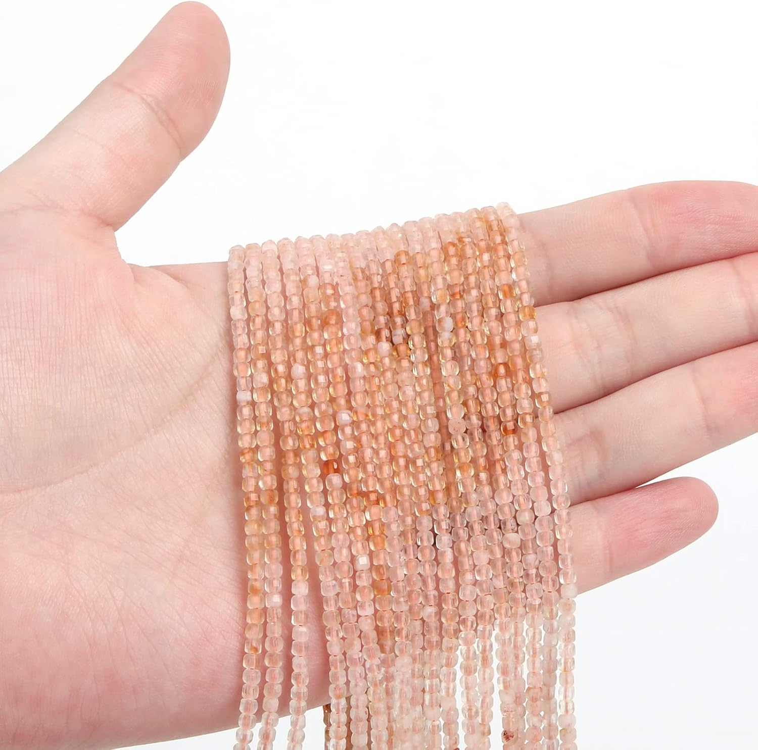 WTIAN Cuentas de piedra preciosa natural, cuentas sueltas espaciadoras para hacer joyas, pulseras, collares, aretes (0.079 pulgadas), citrino