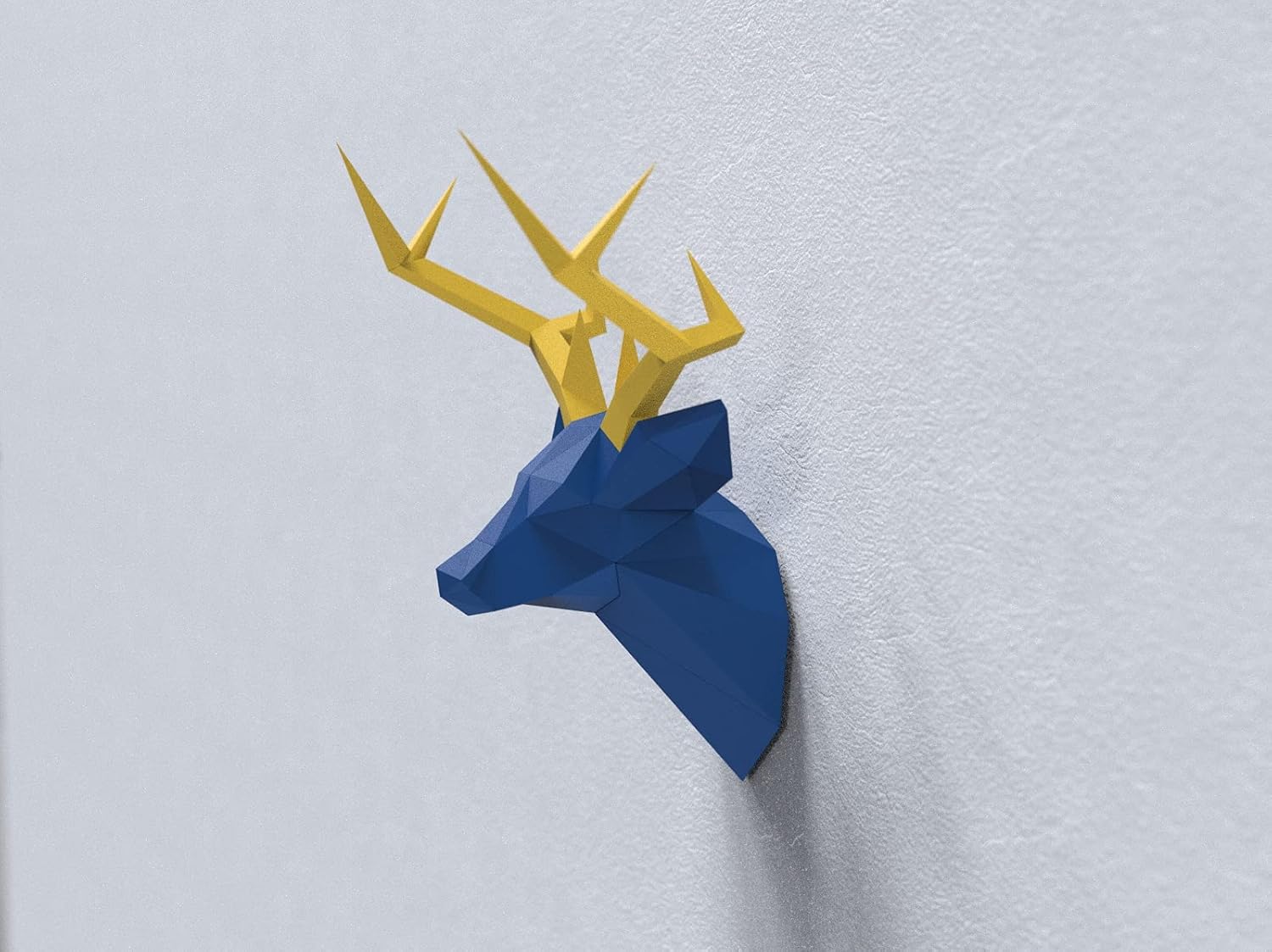 Deer Head Paper Sculpture,Pre-cut DIY Papercraft Kit,Handmade Wide Animal Figurine,Multi Color,Low Poly Wall Decor,All Accessories Included