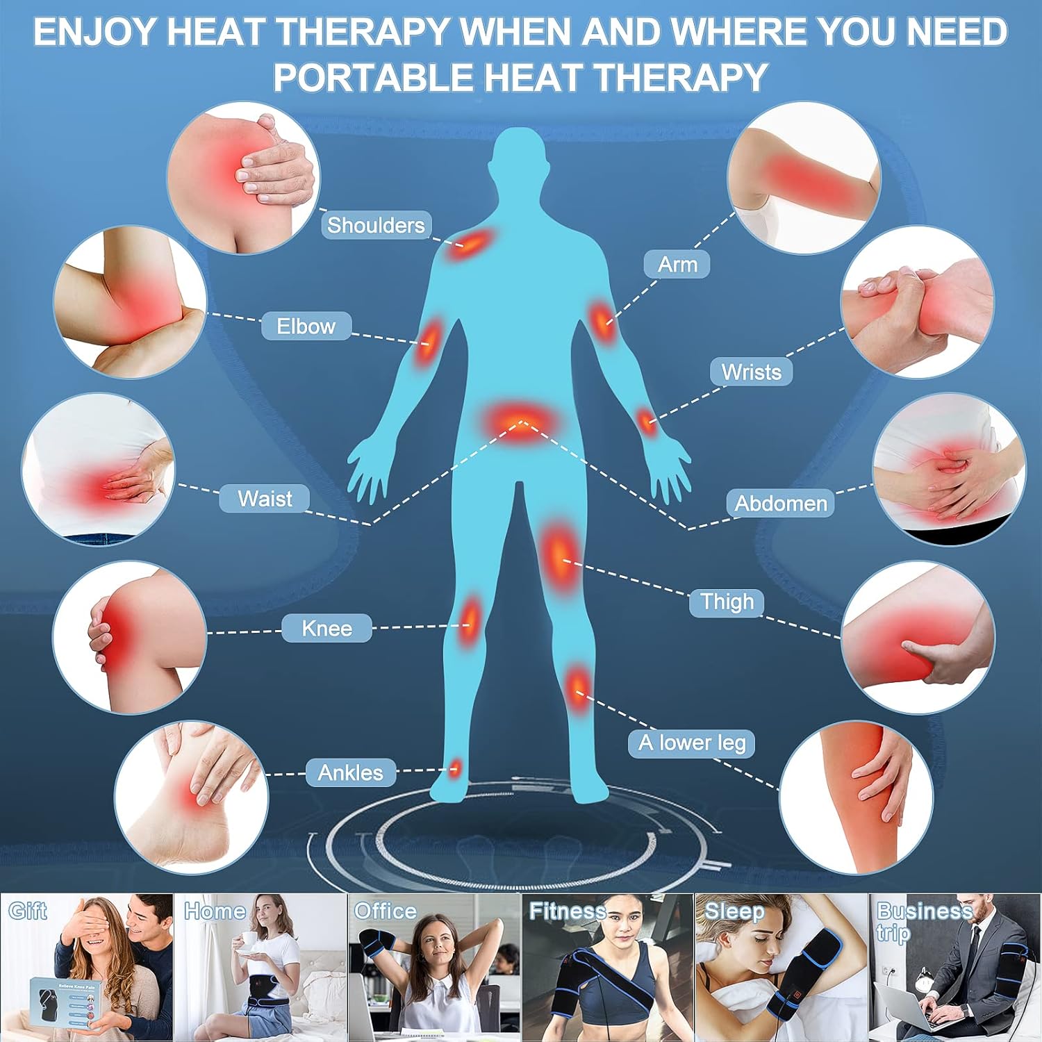 Almohadilla térmica para rodilla, rodillera calentada para hombres y mujeres, almohadilla de alivio del dolor para rodilla, hombro, codo, cirugía de