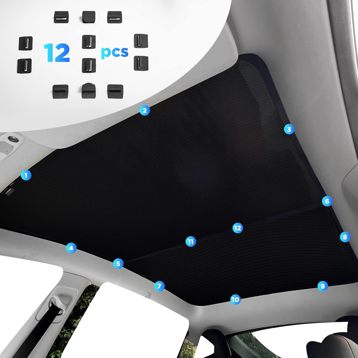 Nestour Parasol plegable para techo solar Tesla modelo Y, accesorios para Tesla Model Y 2020-2023, con película aislante UV (juego de 2)