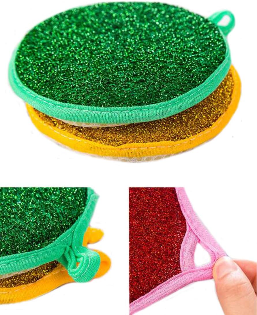 10 unidades de forma redonda de doble cara metálica esponja esponja limpiador de platos bolas de limpieza