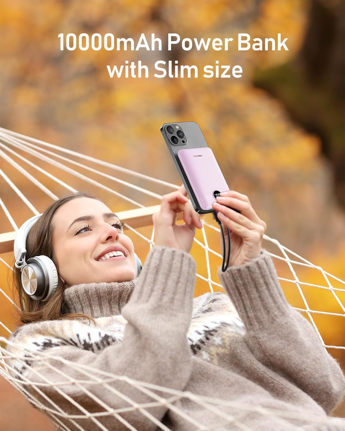 VEEKTOMX Mini banco de energía de 10000 mAh, 22.5 W de carga rápida, pequeño cargador portátil con PD 3.0 y QC 3.0, cargador USB C delgado y ligero