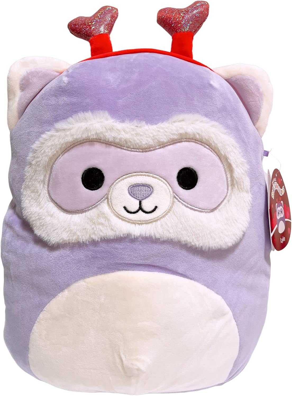 Squishmallow Kellytoy Escuadrón D de San Valentín, peluche de animal de felpa suave (8 pulgadas, Lyle el hurón morado)