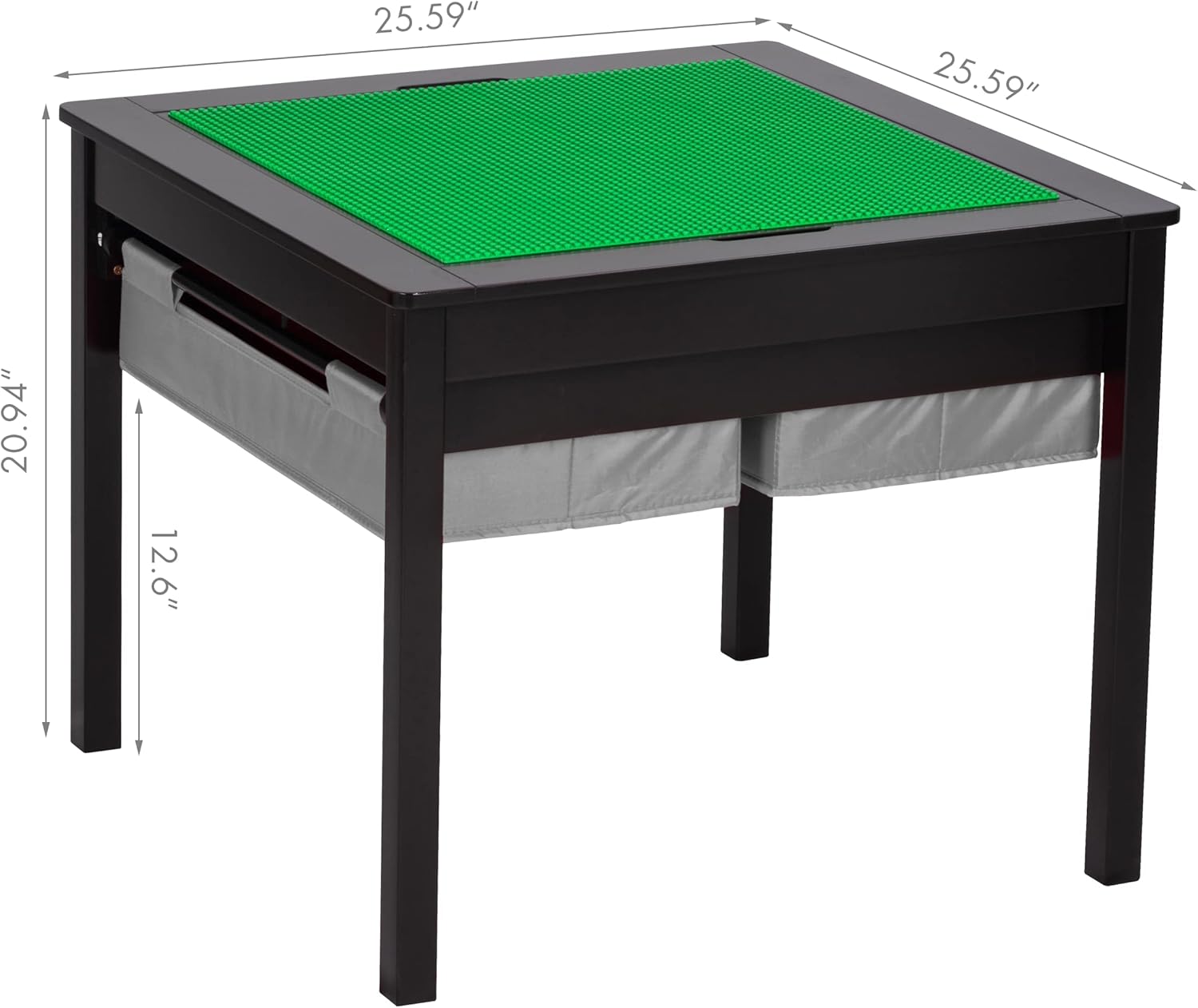 UTEX – Mesa de juegos 2 en 1 para niños con cajones de almacenamiento y base para legos integrada.