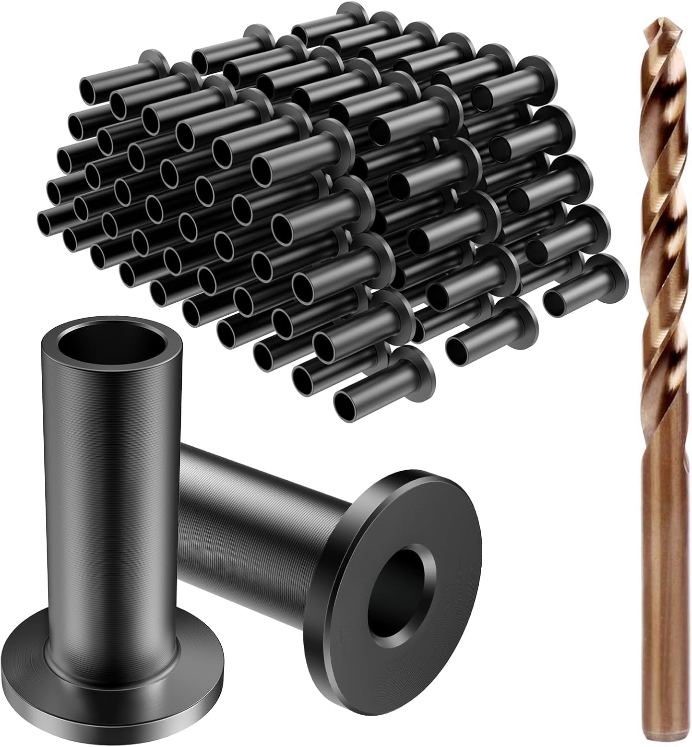 BLIKA Paquete de 100 fundas protectoras de acero inoxidable negras para barandillas de cable de cubierta de 18 pulgadas, 532 pulgadas o 316