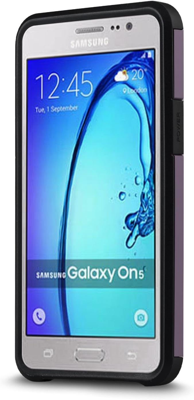 J&D funda para Samsung Galaxy On 5, delgada, de alta resistencia, doble capa, a prueba de golpes., Púrpura