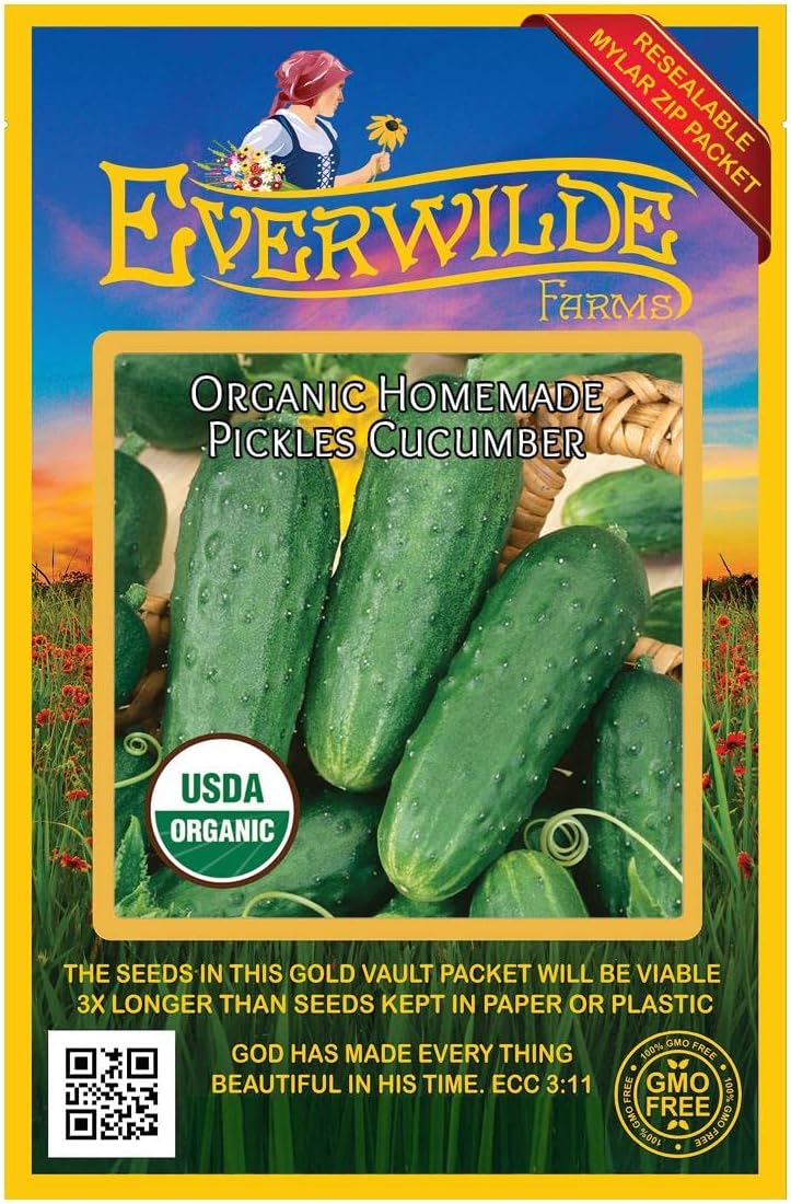 Everwilde Farms – 50 encurtidos caseros orgánicos encurtidos encurtidos pepino – Paquete Gold Vault