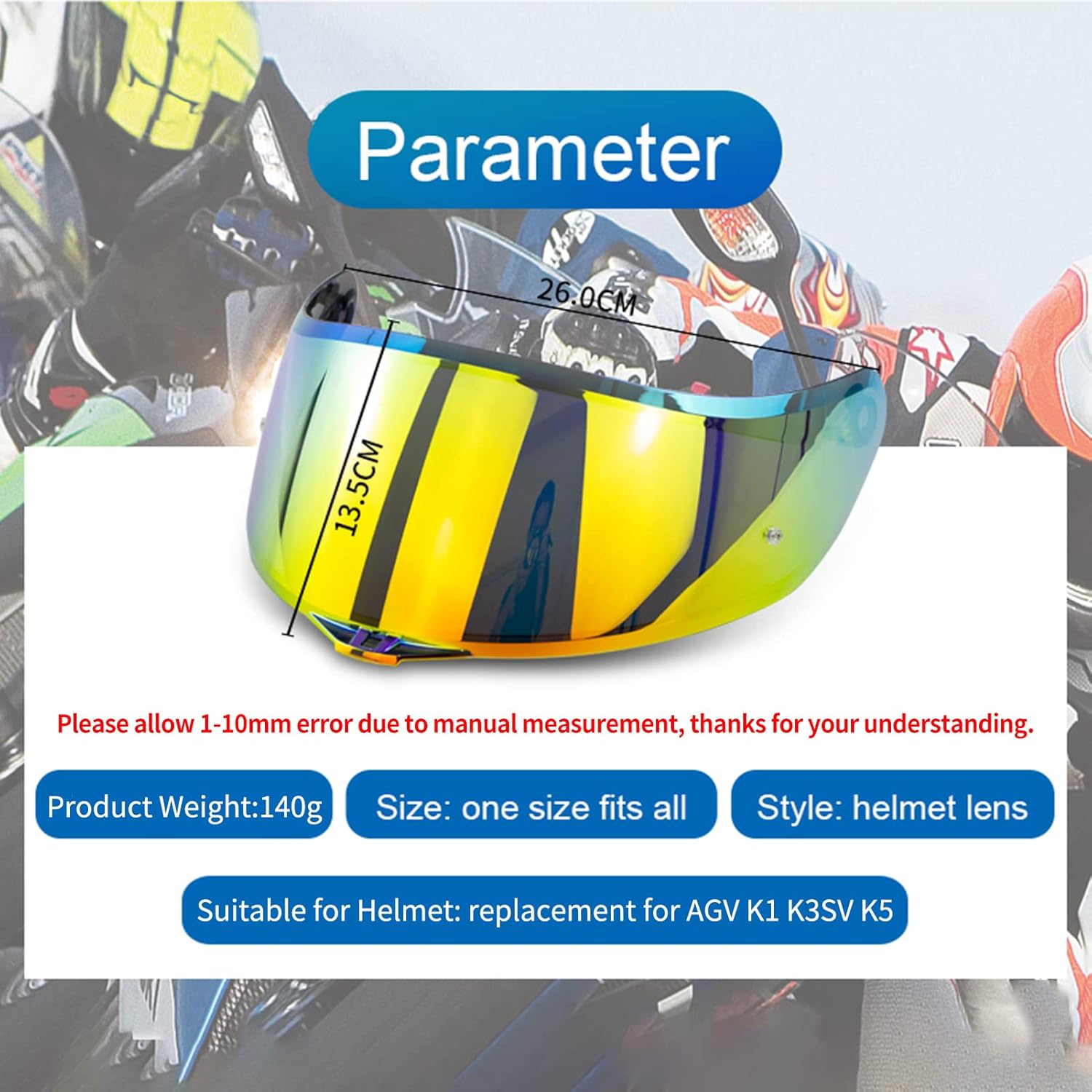 Reemplazo de visera de casco para AGV K1 K3SV K5 casco de cara completa motocicleta escudo viento casco lente