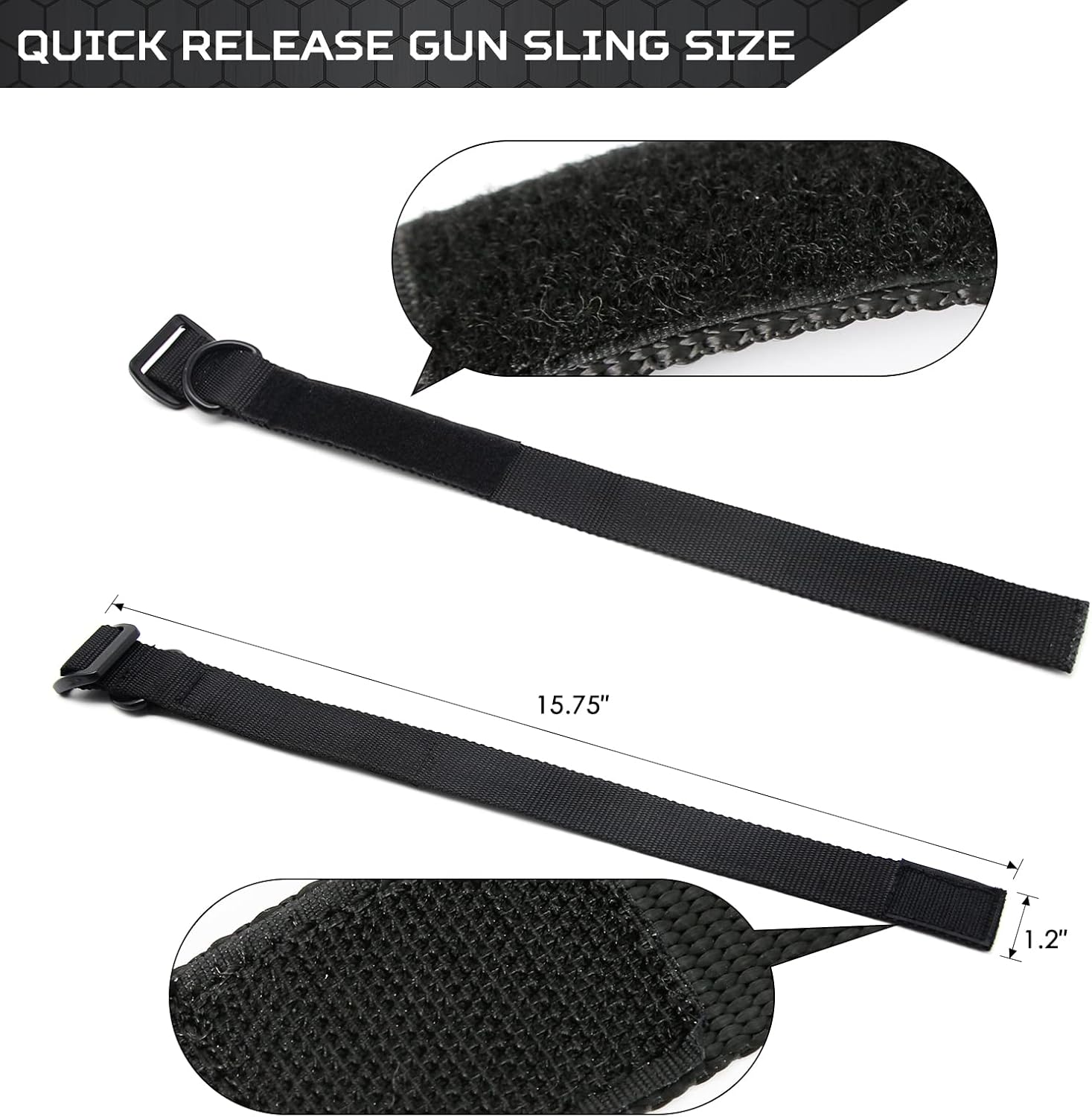 Aolamegs Eslinga de pistola táctica, correa de nailon ajustable de 1.25 pulgadas con anillo en D para caza (paquete de 2)