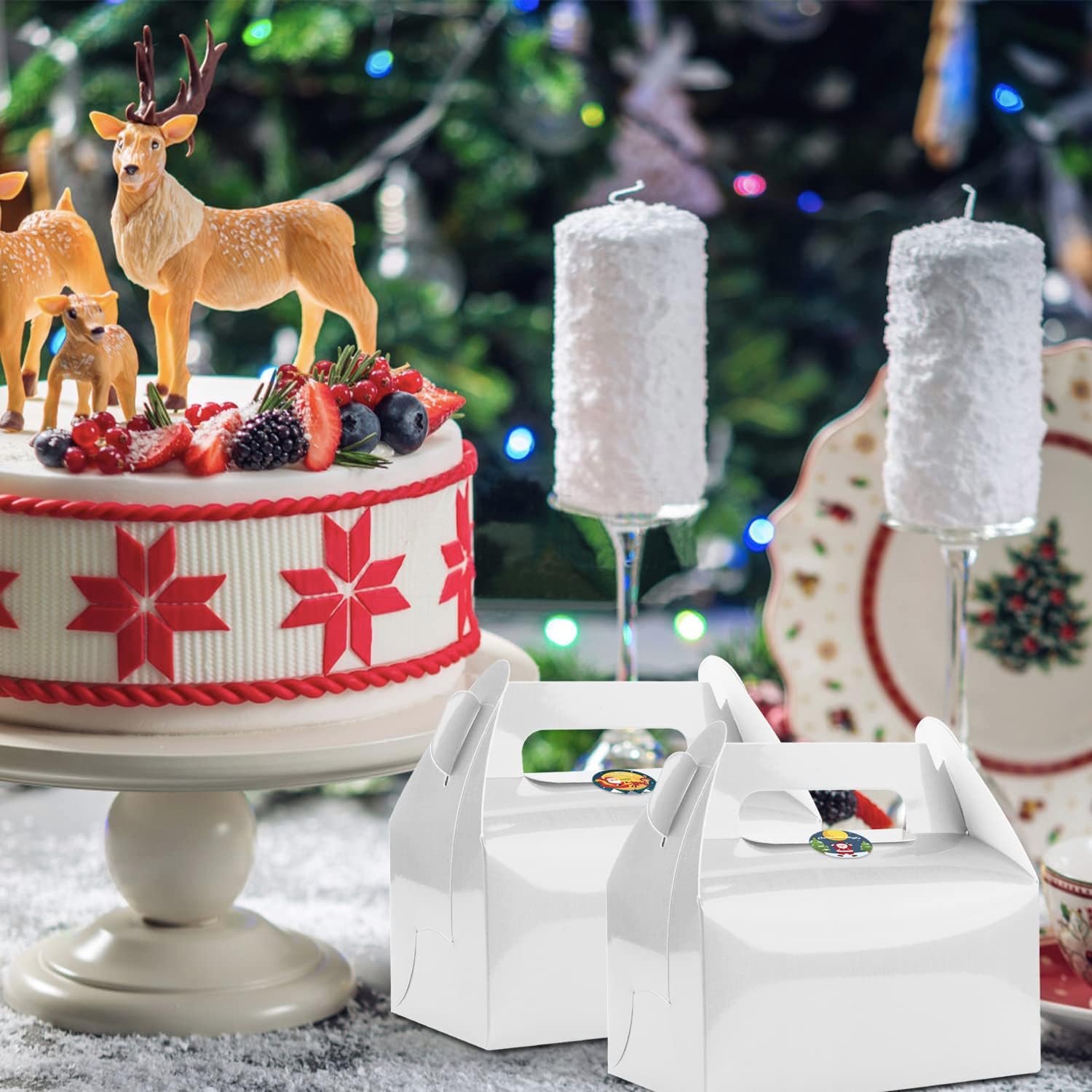 Lainrrew 30 cajas de dulces a dos aguas, pequeñas cajas de regalos de fiesta de Navidad, caja de regalo de papel kraft para decoraciones de fiesta