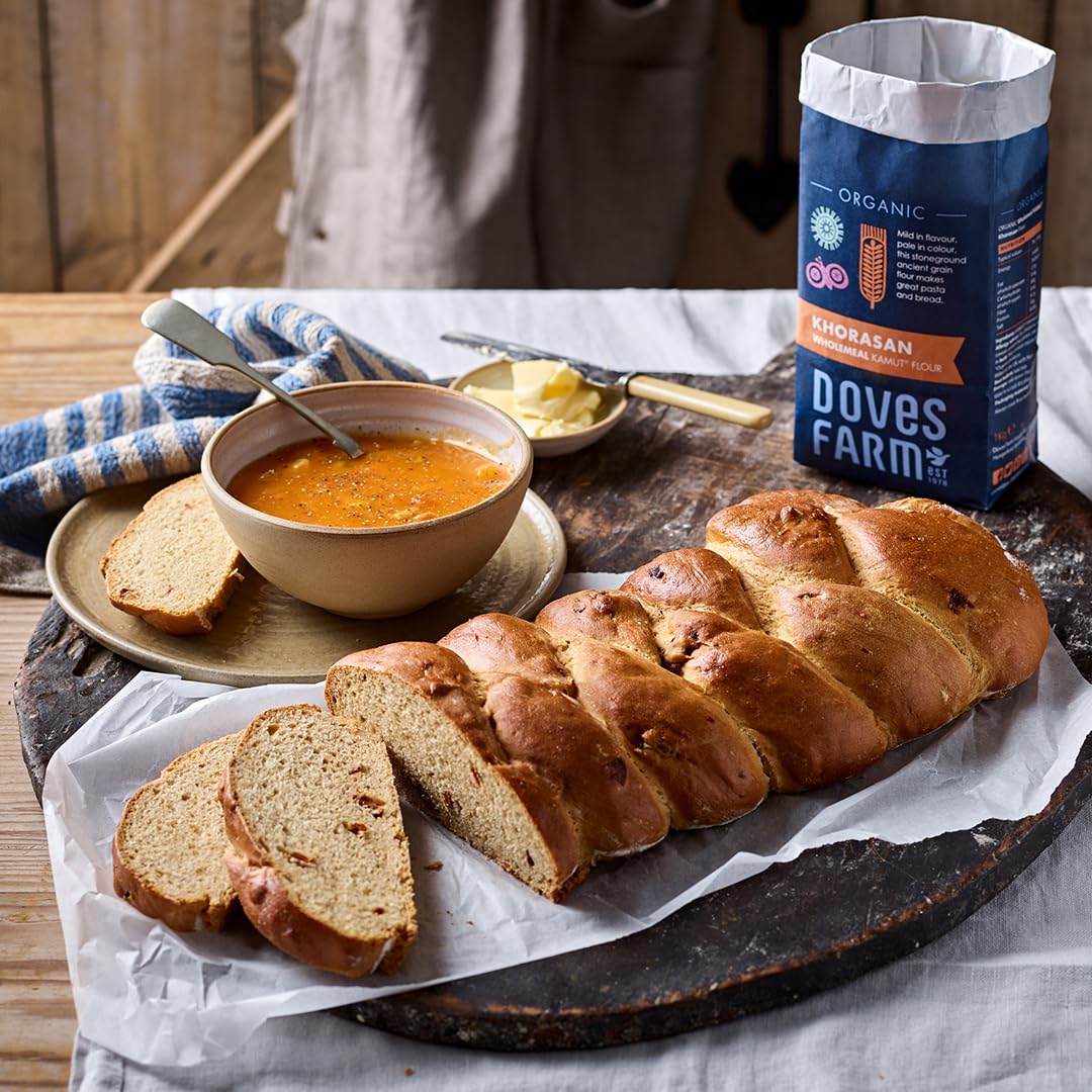 Doves Farm – Harina de pan integral orgánica Kamut Khorasan  2.2 lbs  Mezcla de granos antiguos rica en nutrientes para panaderos conscientes de la