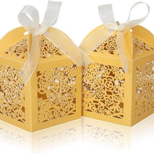 50 cajas de recuerdo cortadas con láser, cajas de dulces para recuerdos de boda con cintas y etiquetas, pequeñas cajas de regalo para bodas, 50 cajas de recuerdo cortadas con láser, cajas de dulces para recuerdos de boda con cintas y etiquetas, pequeñas cajas de regalo para bodas,