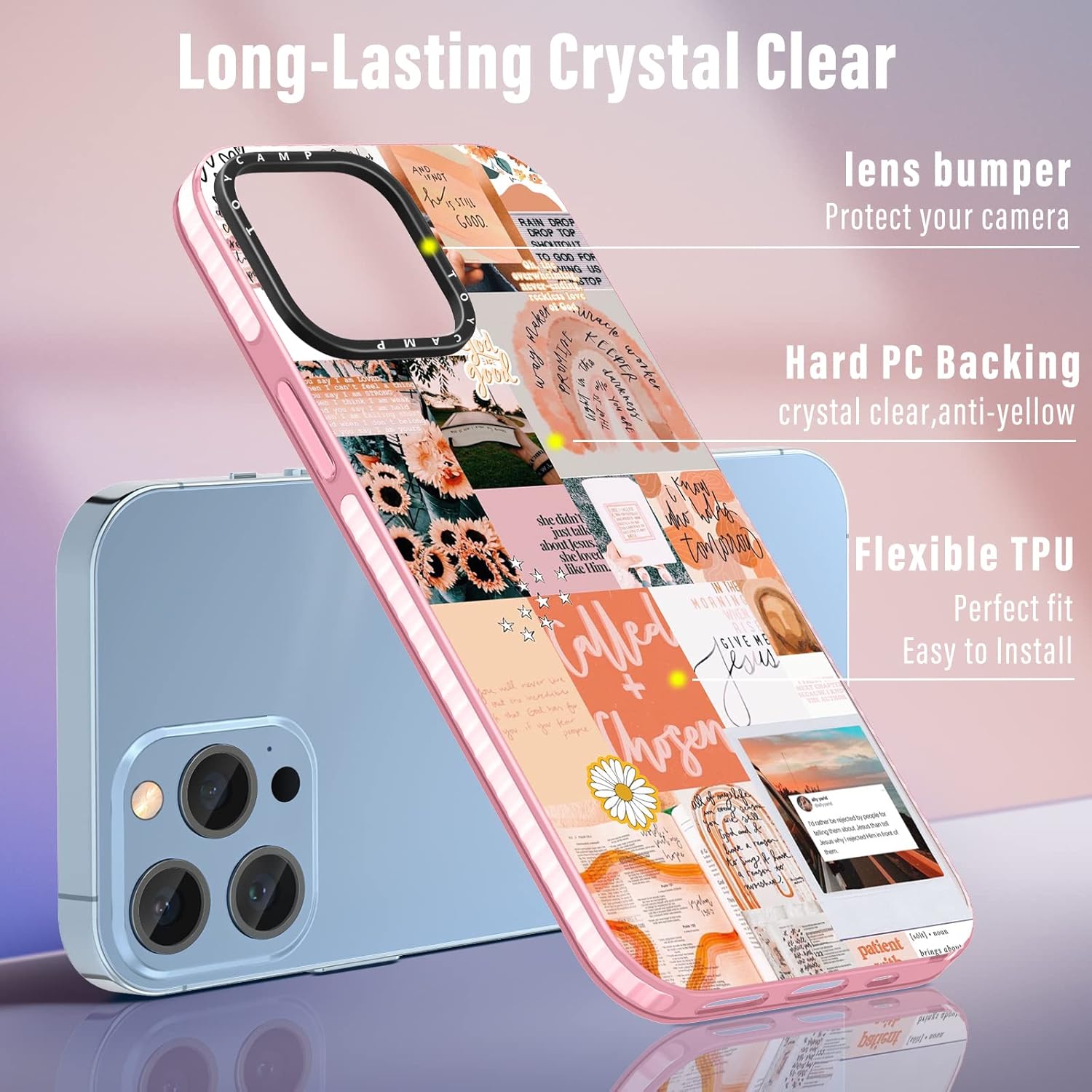Toycamp Funda para iPhone 13 Pro Max para mujer, diseño artístico de collage vintage, para niñas y adolescentes, bonita funda con soporte de anillo