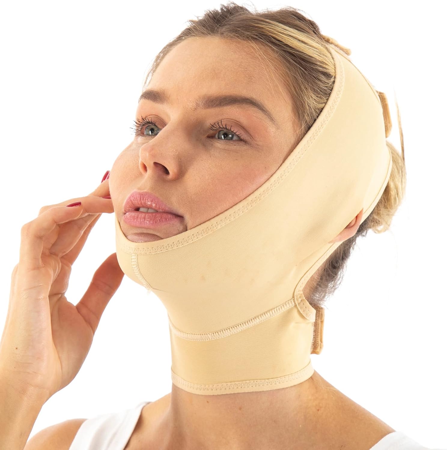 Vendaje de compresión poscirugía para el cuello y la barbilla, más delgado para la cara, ajuste de la papada, cobertura del cuello, correa de