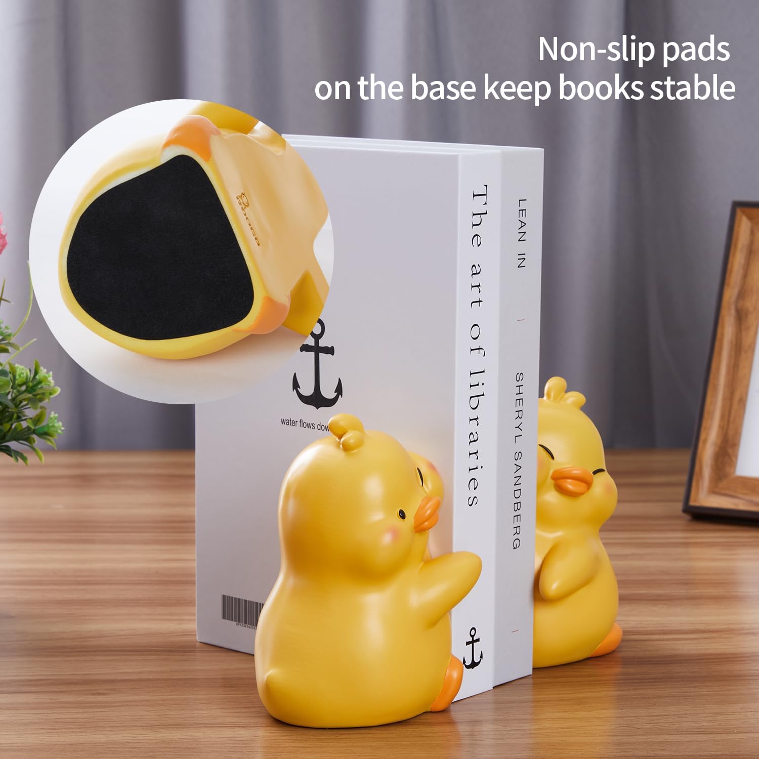 Adorables sujetalibros decorativos para niños, soportes únicos para libros de pato, decoración para escritorio de oficina en casa