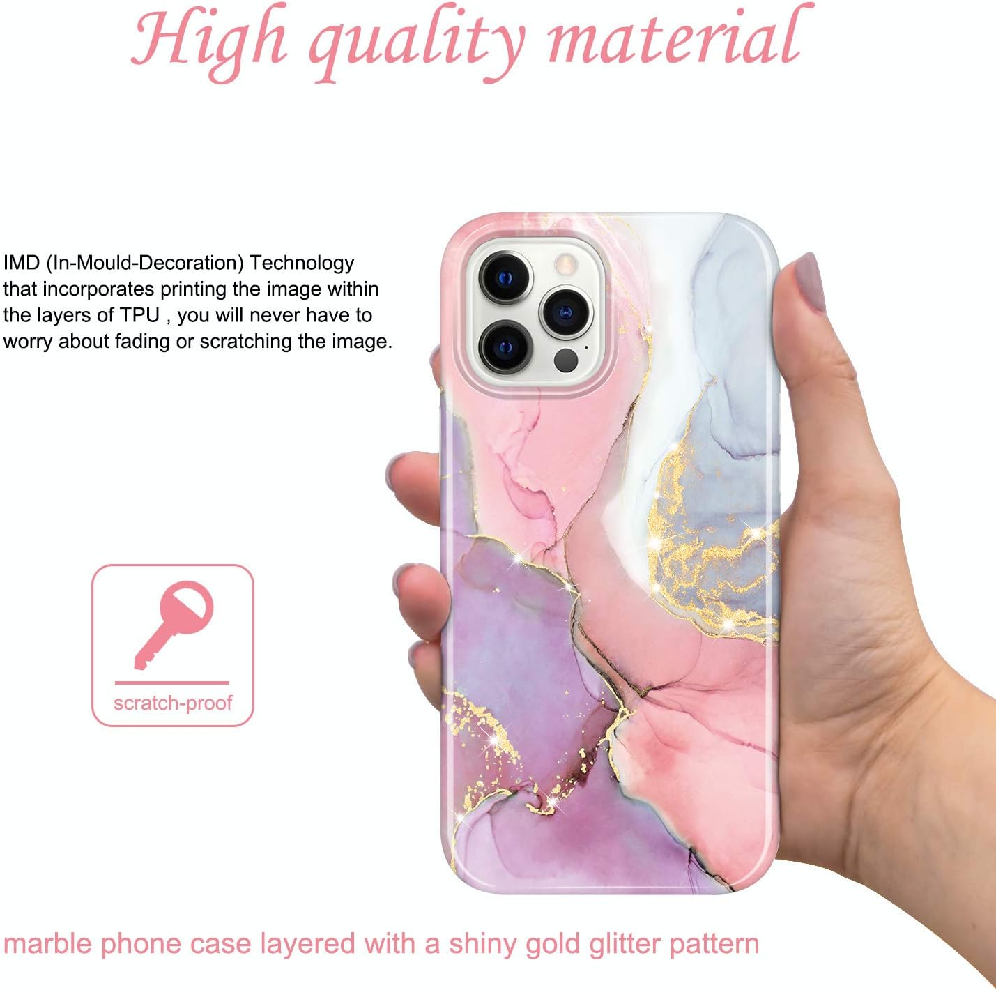JIAXIUFEN – Funda delgada brillante compatible con iPhone 12 y iPhone 12 Pro, tipo mármol, a prueba de golpes, funda de teléfono de TPU, de suave