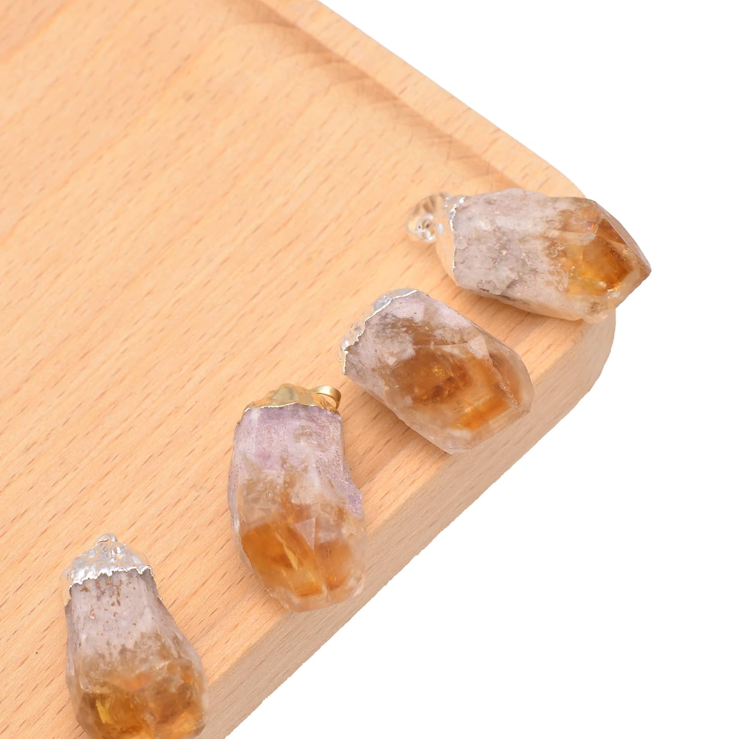 Paialco 1.0″  1.5″ Natural Citrine Charm Rough Stone Crystal Point Pendant Necklace, Yellow Tone