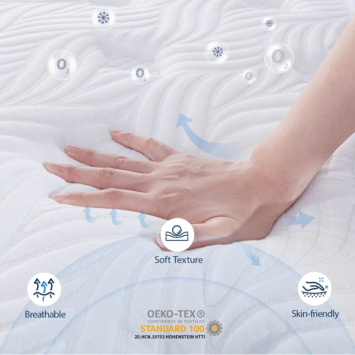 Avenco Colchón individual XL, colchón híbrido de resortes interiores de 10 pulgadas con espuma viscoelástica de gel y espirales individuales para