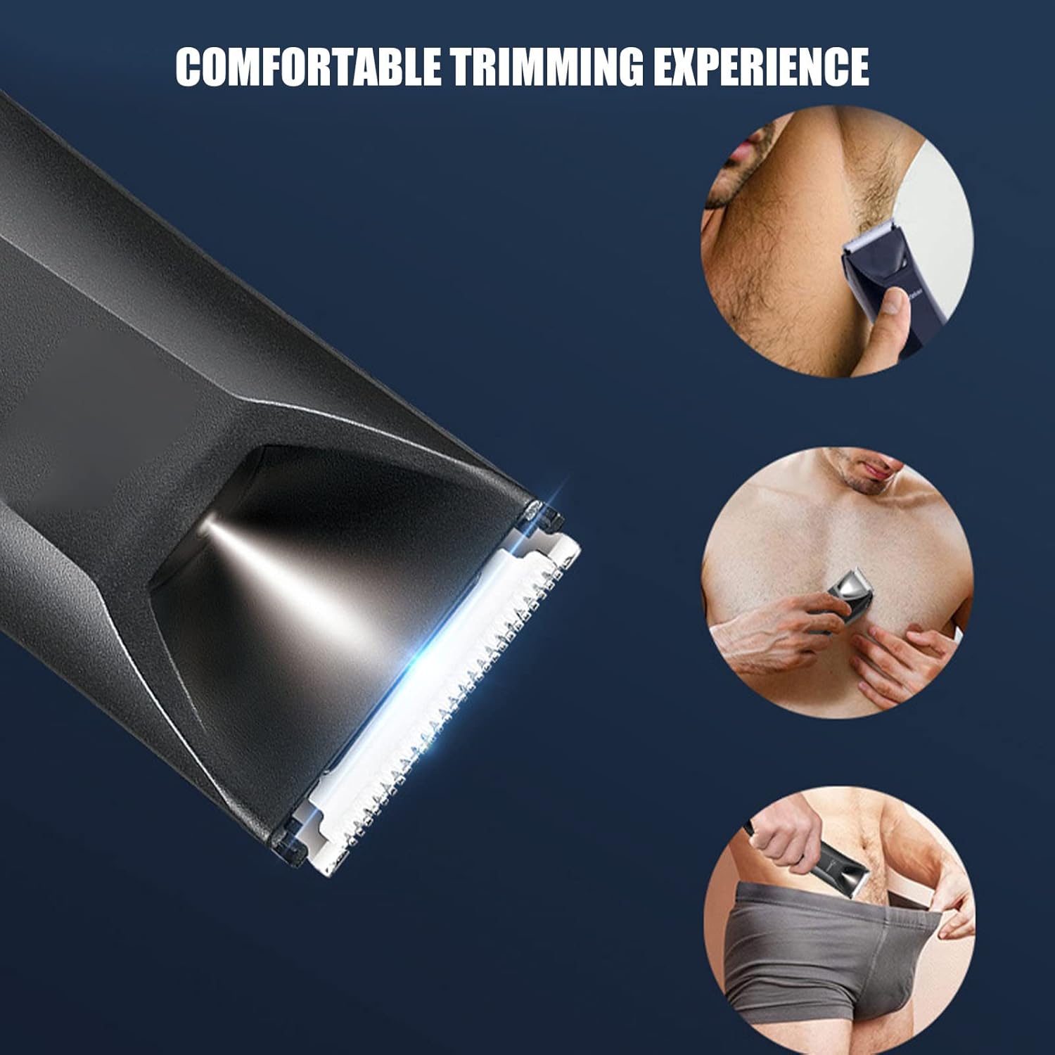 FILFEEL Recortadora eléctrica de pelo para hombres, afeitadora y cortadora de pelo corporal impermeable con luz LED, afeitadora de cabello de hoja