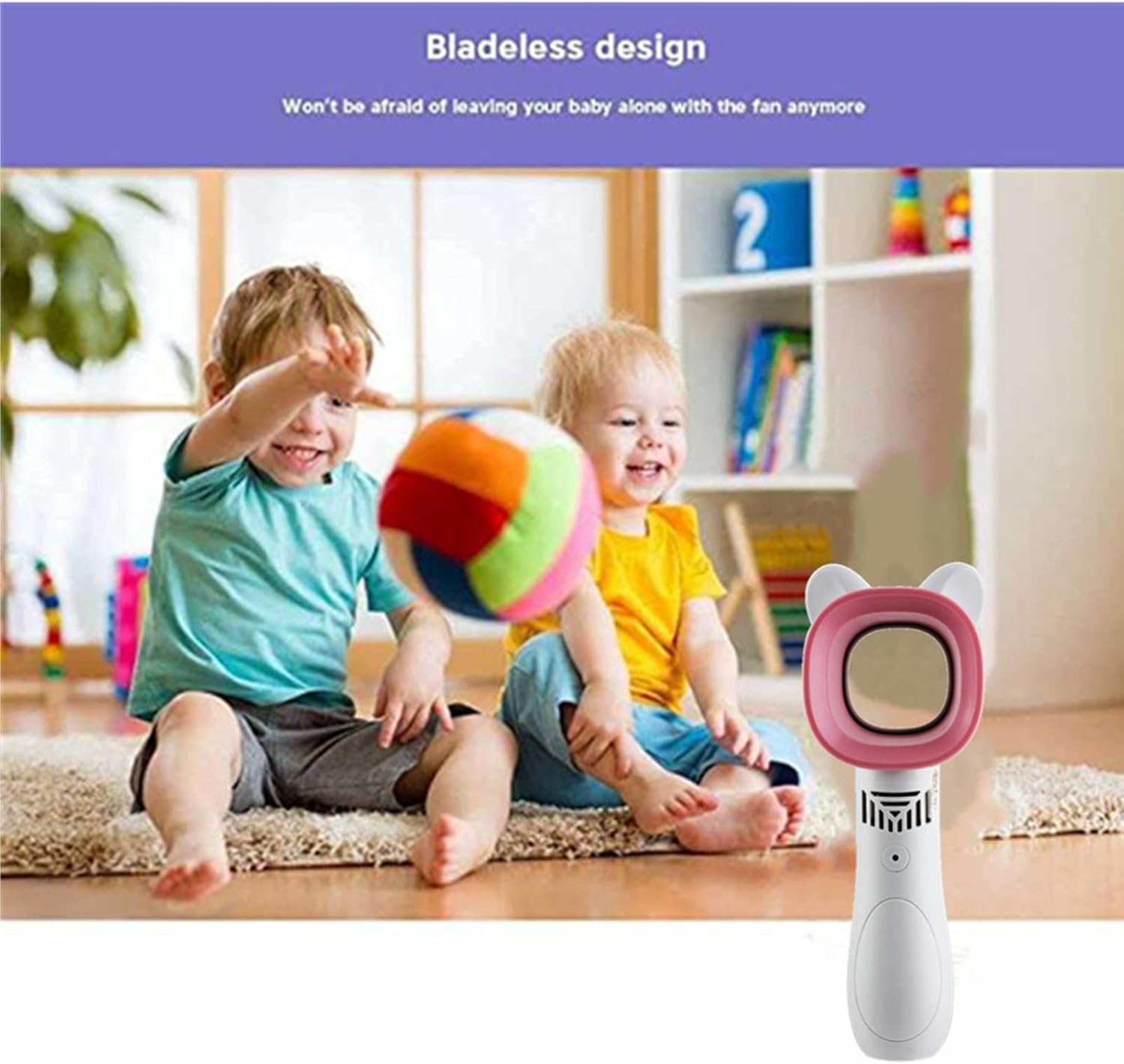FLY WAY Ventilador portátil sin aspas recargable por USB, mini enfriador sin hojas, ventilador práctico con 3 velocidades ajustables de pie, pequeño