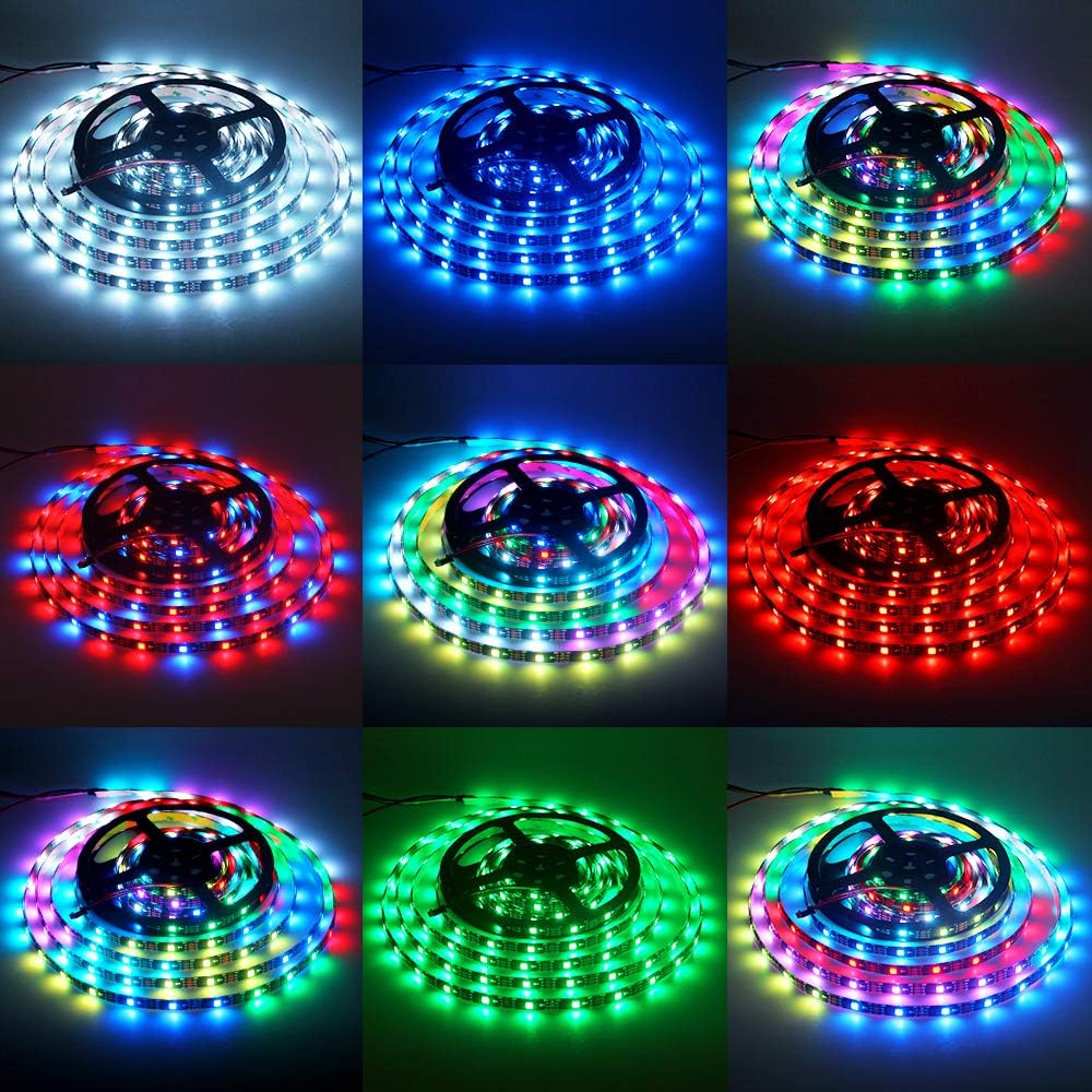ALITOVE WS2815 12V WS2812B Tira de luz LED RGB direccionable 16.4ft 150 LED WS2813 12V programable de color de ensueño LED Pixel Tira de señal de