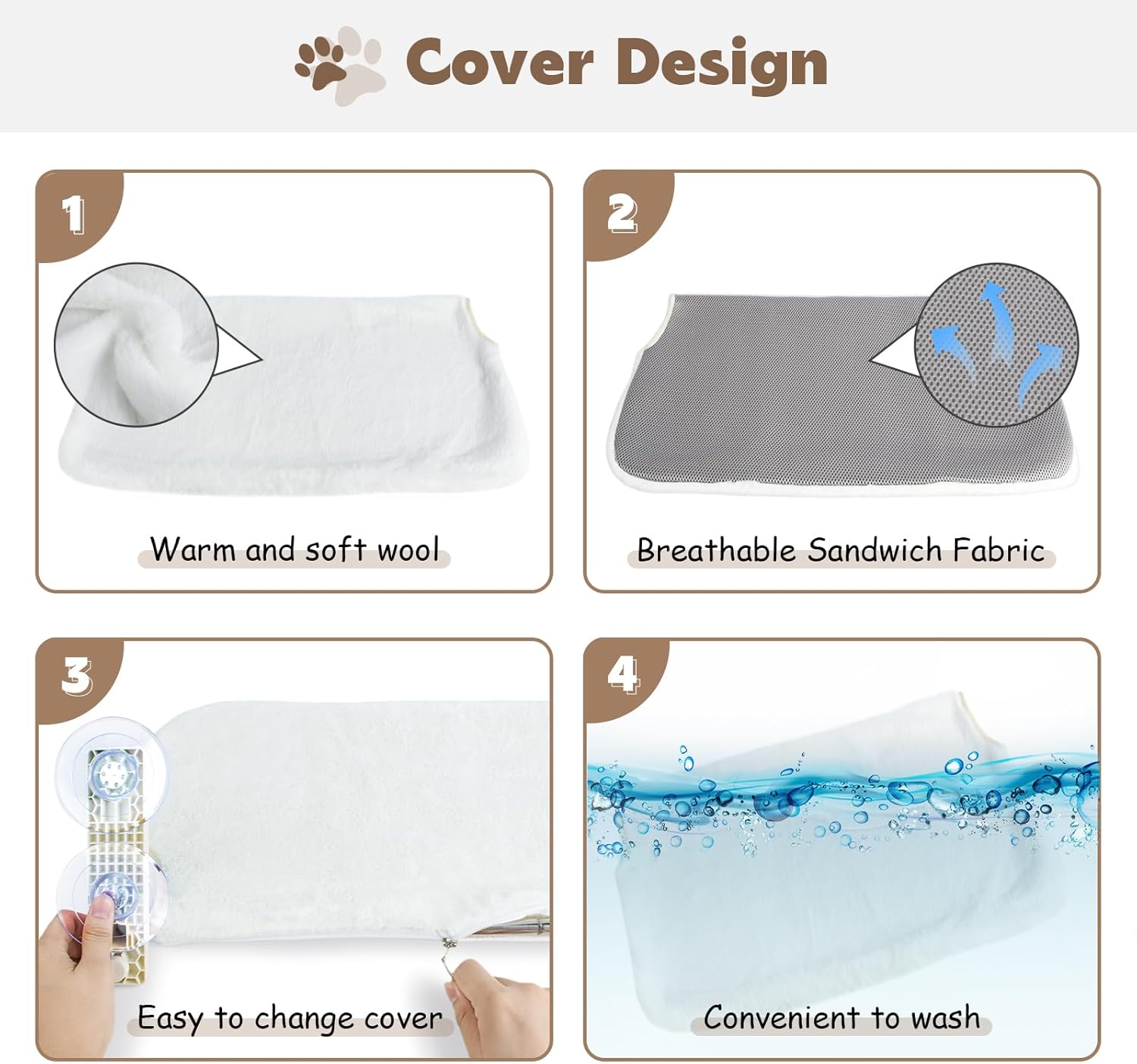 PUPAGREE Percha plegable inalámbrica para ventana de gato, hamaca para ventana y pared, con 4 ventosas, marco de setal resistente para ventanas de