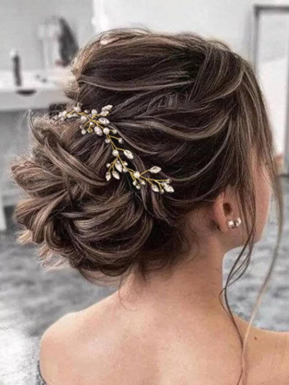 JAKAWIN Novia Rhinestone boda pelo vid cristal pelo pieza nupcial accesorios para el cabello para mujeres HV191 (3 dorado)