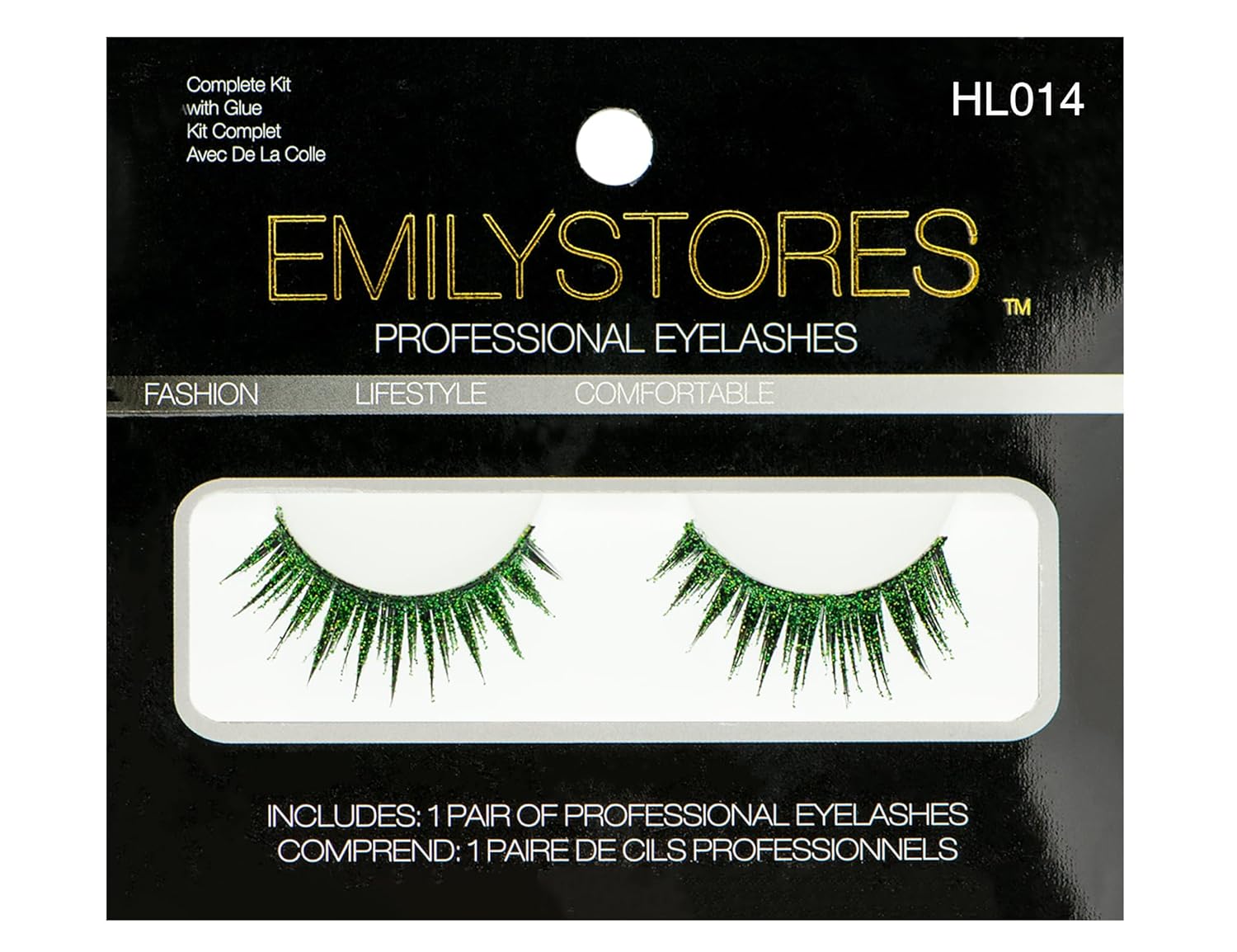 EMILYSTORES – Pestañas para disfraz de estrella brillante con alas verdes para Halloween, pestañas dramáticas, aspecto de fiesta, 1 par