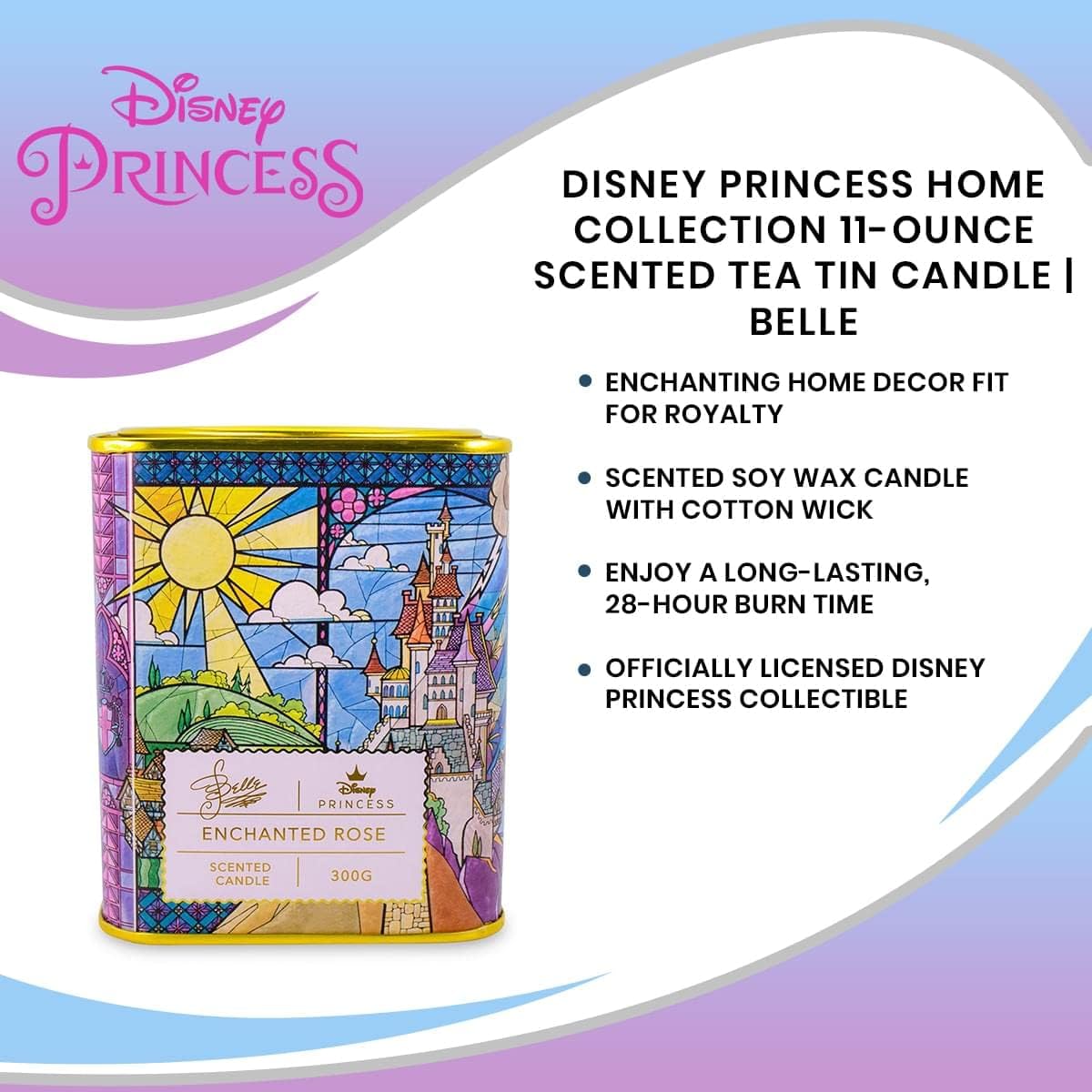 Disney Princess Home Collection – Vela perfumada de té de 11 onzas  Belle
