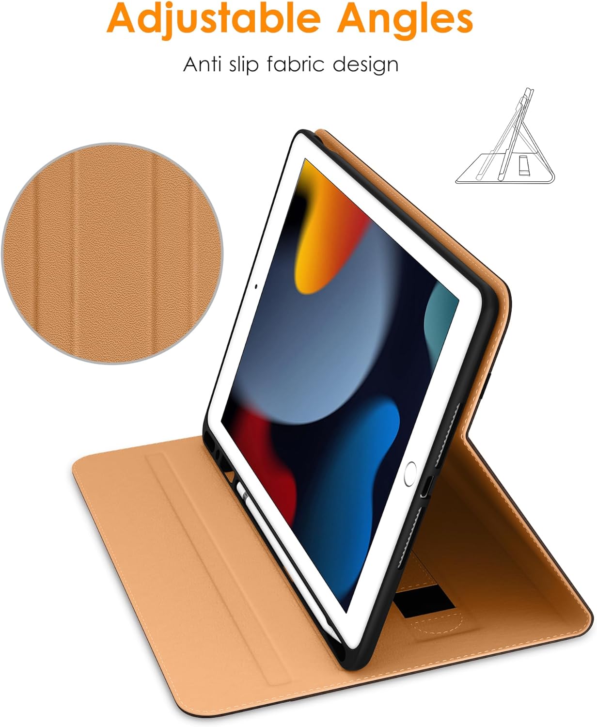 DTTO Funda para iPad de 987 generación de 10.2 pulgadas 202120202019, funda de cuero de alta calidad con soporte para lápiz Apple, encendido y