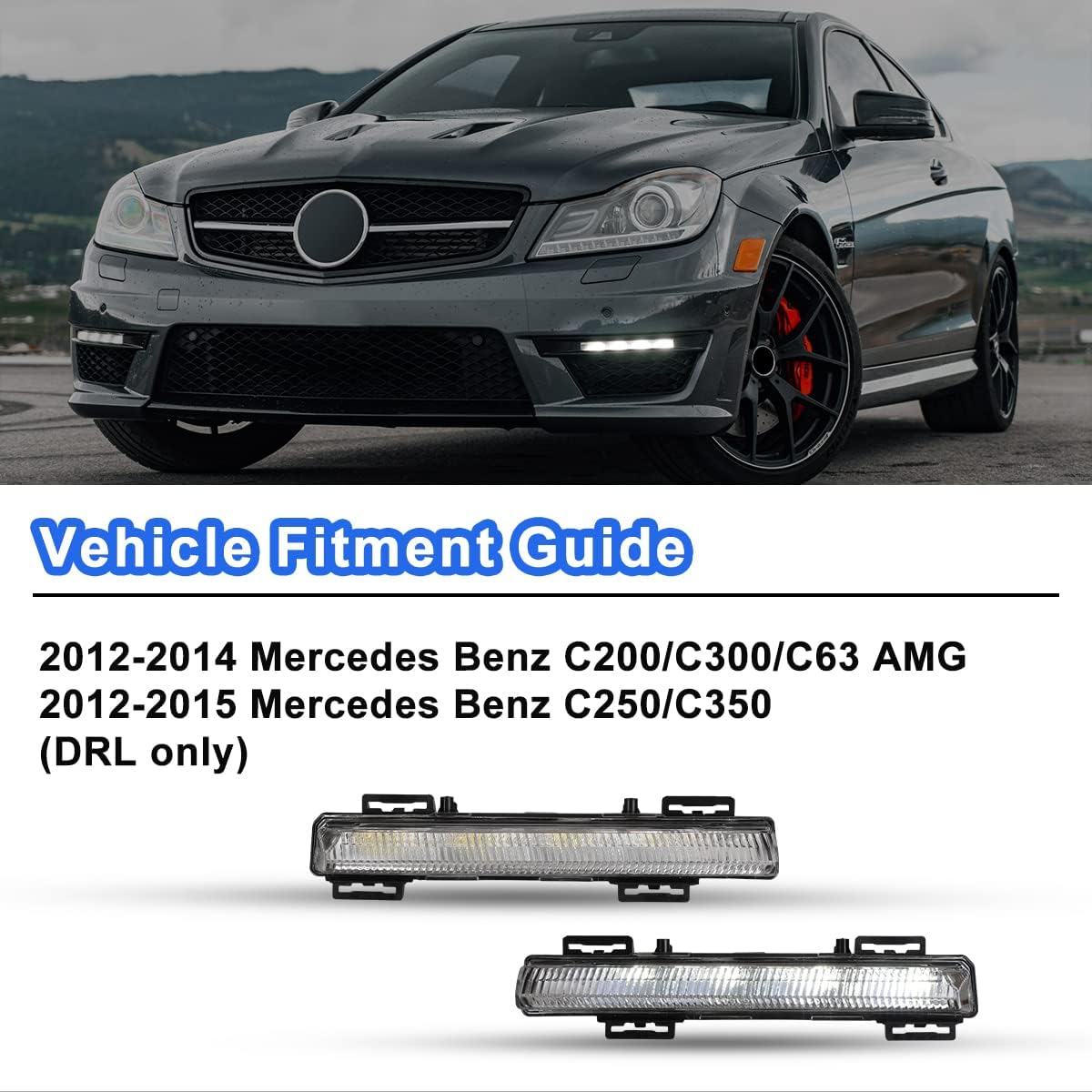 Nixon Offroad Luces antiniebla LED para Mercedes Benz C200C300C63 AMG 2012-2014, luces antiniebla para Mercedes Benz C250C350 2012-2015 (solo modelo