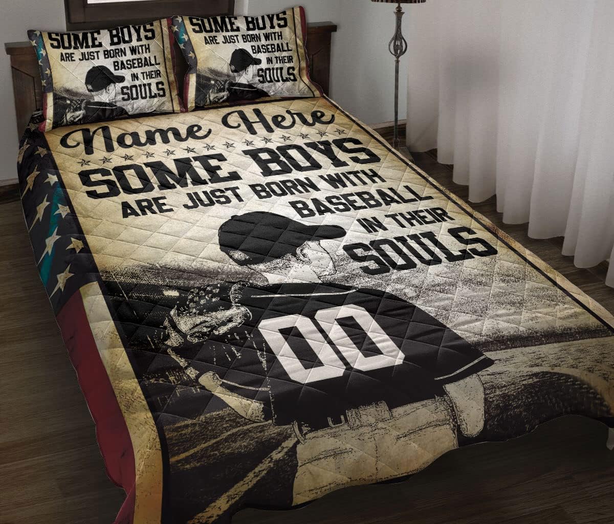 OhaPrints Juego de ropa de cama y fundas de almohada, tamaño King, Queen, tamaño matrimonial, diseño de béisbol en sus almas con el número de nombre