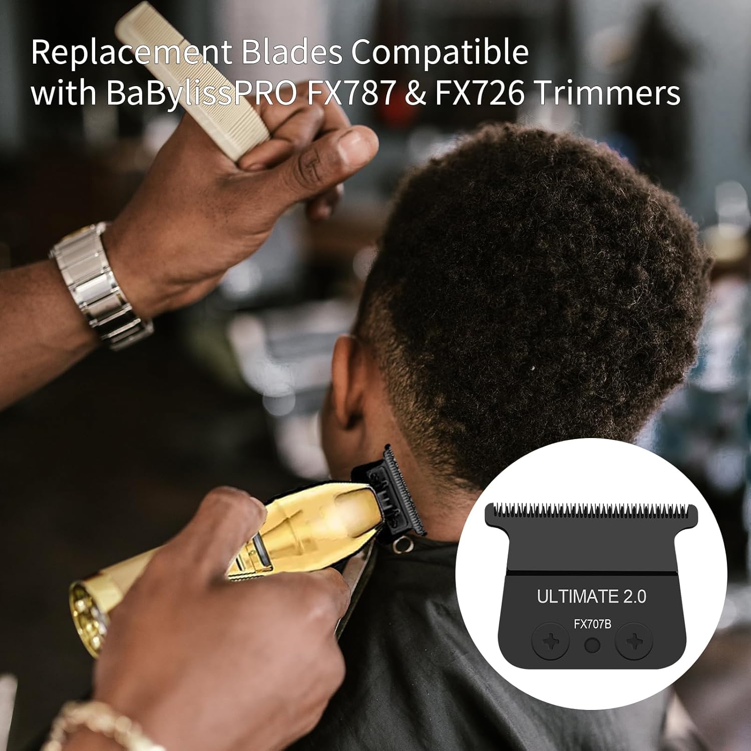 Cuchillas de repuesto DLC compatibles con BaBylissPRO Barberology cuchillas de repuesto para recortadoras de cabello (FX787) y recortadoras LoPROFX