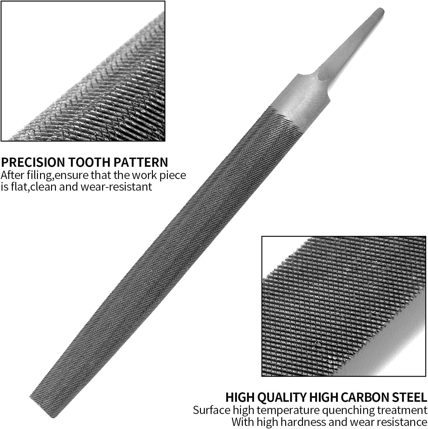 Lima de corte medio redondo de 6 pulgadas, dientes de doble corte, acero de alto carbono, lima de una sola mano sin mango, adecuada para dar forma a