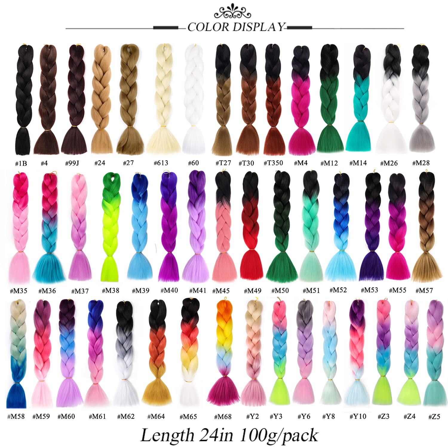 MAYSA Extensiones de cabello trenzado degradado rosa y verde, 24 pulgadas, 3 paquetes, sintético, colorido, preestirado, cabello trenzado jumbo,