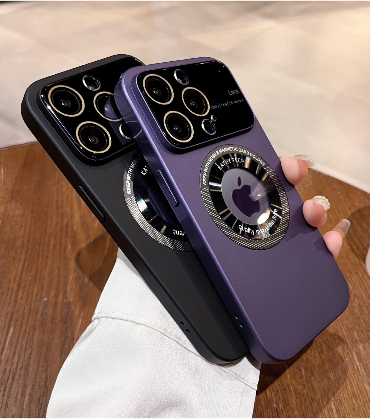 Funda magnética para iPhone 13 Pro, vista del logotipo, protector de cámara de lente de cristal de ventana, compatible con Magsafe, fundas duras a