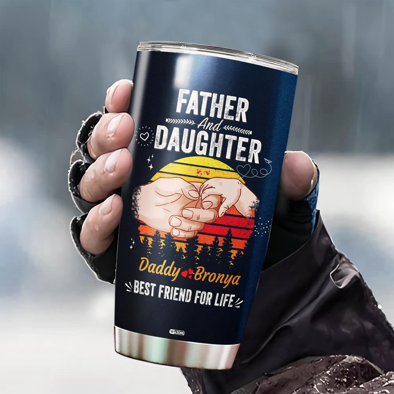 WAZONE Vaso de café personalizado para papá, 20 onzas, 30 onzas, padre e hija, mejores amigos para la vida, taza de viaje de acero inoxidable de