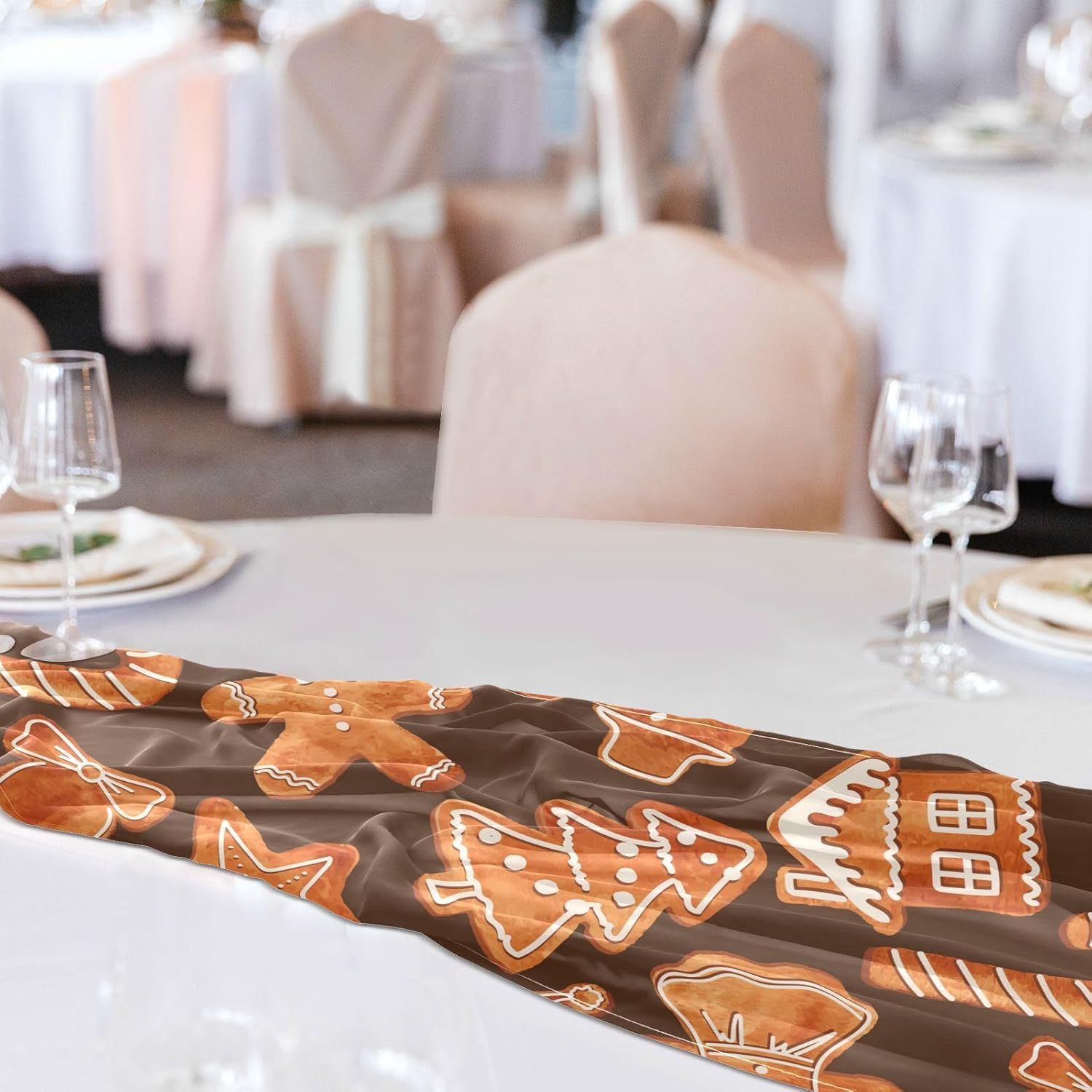 Christmas Gingerbread Cookies Table Runner Autumn Table Runner for Dining Table Decor Christmas Table Runner 120 Inches Long