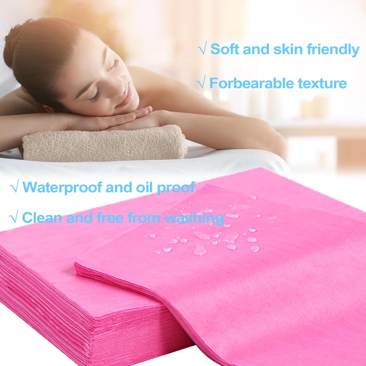 100 sábanas desechables de 31 x 71 pulgadas, impermeables, para mesa de masaje, tela no tejida, para terapia de masaje, tatuajes, salón de belleza,