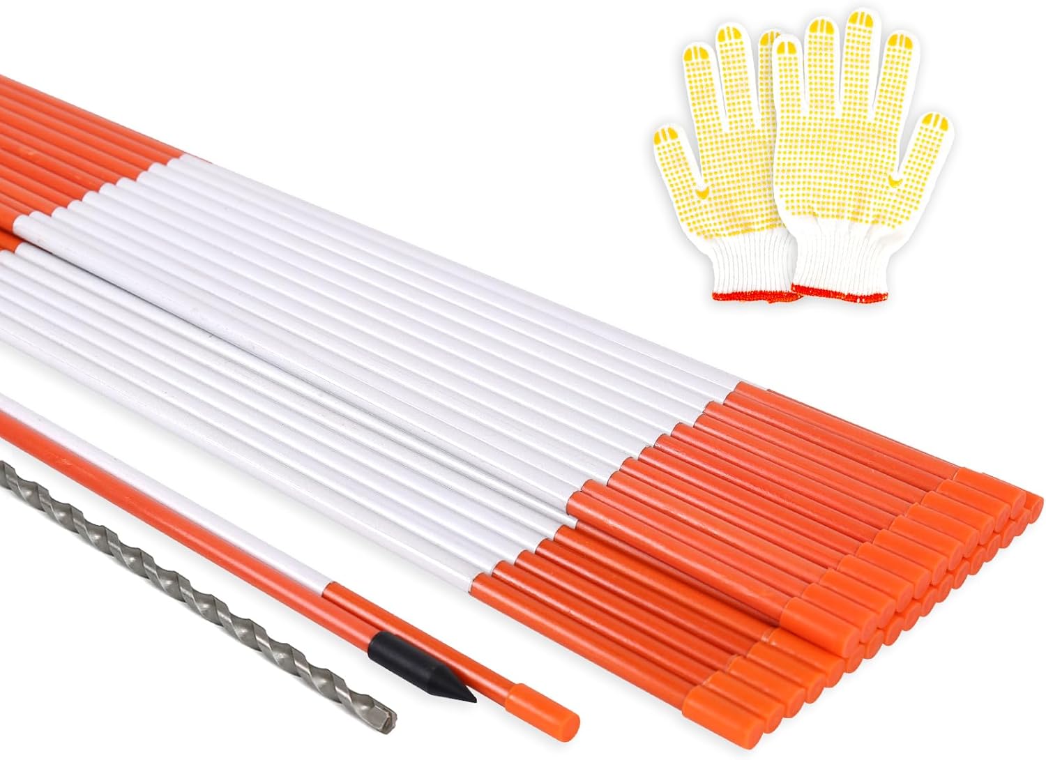 COLOtime Paquete de 30 marcadores de entrada con cinta reflectante de fibra de vidrio, estacas de nieve de 48 pulgadas, reflectores para arado de