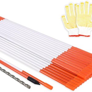 COLOtime Paquete de 30 marcadores de entrada con cinta reflectante de fibra de vidrio, estacas de nieve de 48 pulgadas, reflectores para arado de COLOtime Paquete de 30 marcadores de entrada con cinta reflectante de fibra de vidrio, estacas de nieve de 48 pulgadas, reflectores para arado de