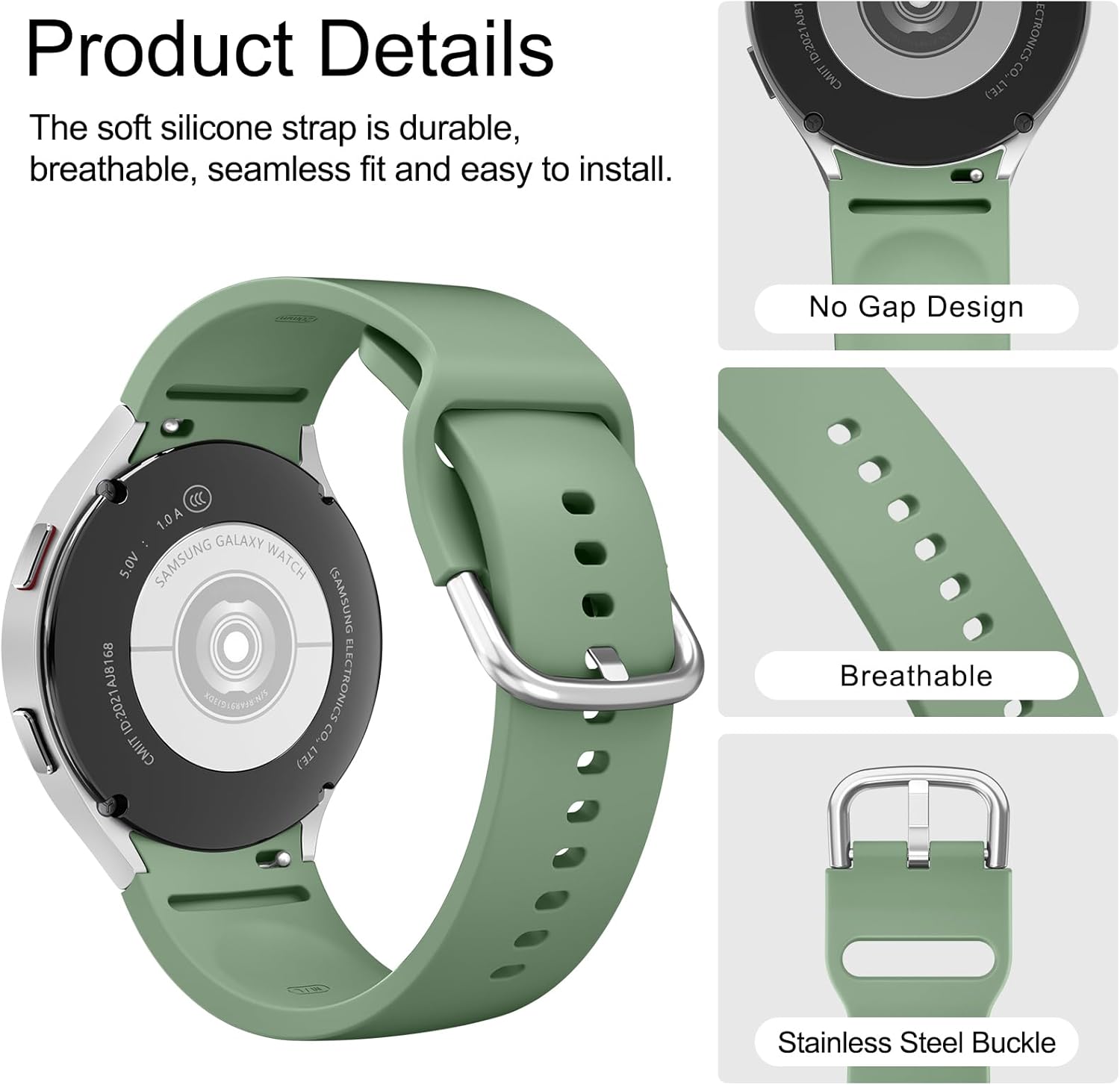AK Correa de repuesto ajustable para Samsung Galaxy Watch 5 de 1.575 pulgadas, 1.732 pulgadas, Galaxy Watch 5 Pro de 1.772 pulgadas, 0.787 pulgadas,