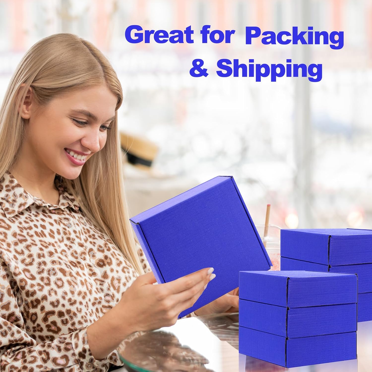 Cajas de envío, paquete de 20 cajas de cartón corrugado azul, cajas de correo reciclables para embalaje de regalos de envío de pequeñas empresas
