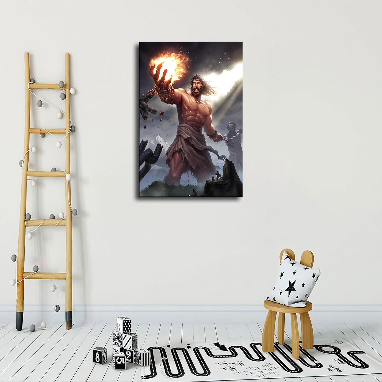 Pósteres de mitología griega Prometeo de los dioses griegos antiguos y arte de pared, impresiones en lienzo enmarcadas y sin marco (sin marco, 24 x