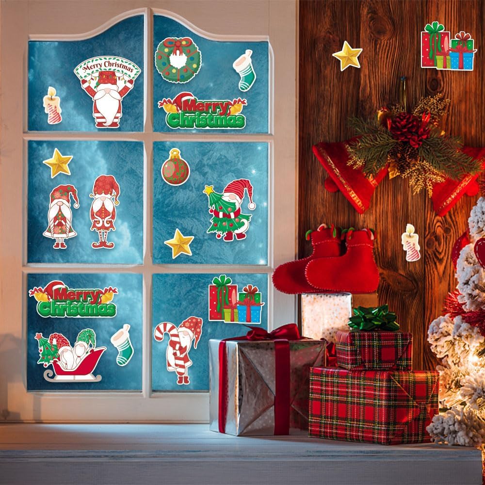 Hying Juego de 52 tableros de anuncios de Navidad, gnomos de Papá Noel, decoración de calcetines de Navidad, recortes de vacaciones de invierno,