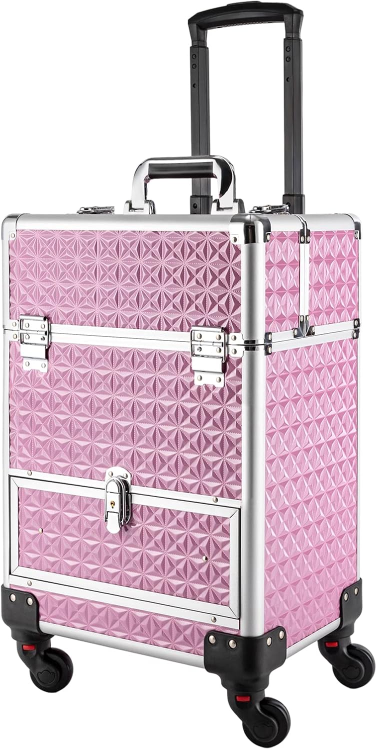 LyeXD Carro de almacenamiento cosmético rodante profesional, Rosado, Moderno