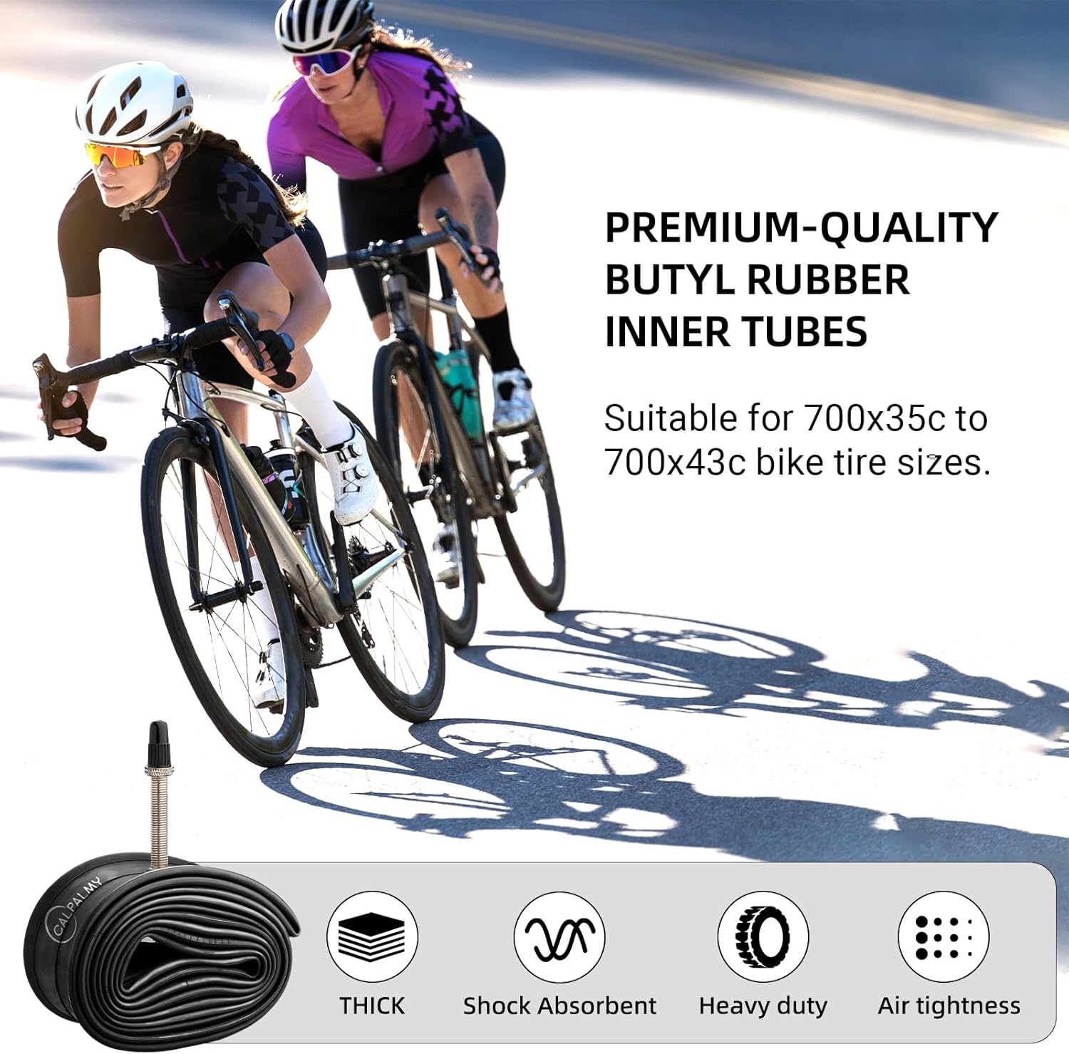 CALPALMY Paquete de 2 tubos de bicicleta 700c, 700 x 3543c, válvula Schrader y válvula Prseta, compatible con 700x35C 700x36C 700x37C 700x38C